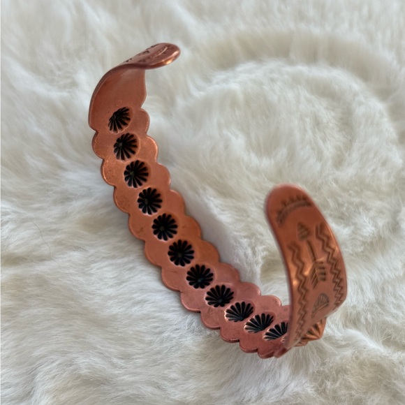 Copper Bell-Vintage Stamped Copper Cuff Bracelet Southwest Style - Picture 6 of 7